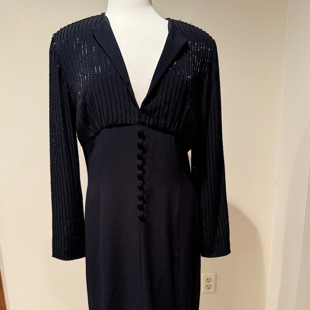 Vintage Black Sequined Formal Midi dress